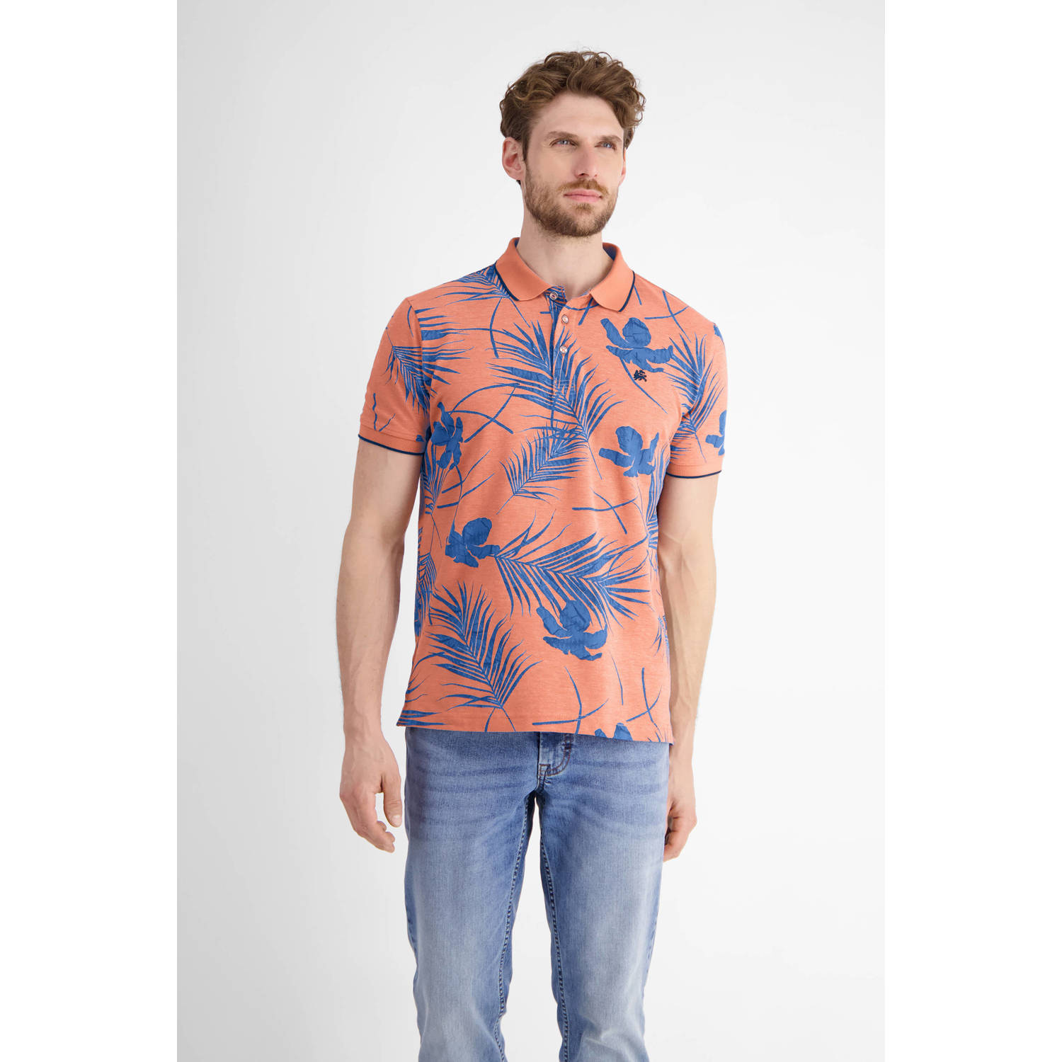 LERROS regular polo oranje