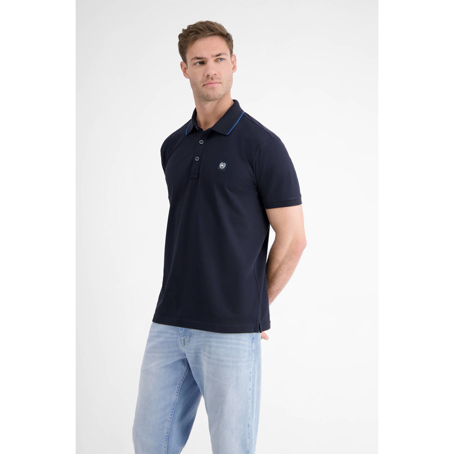 LERROS regular polo donkerblauw