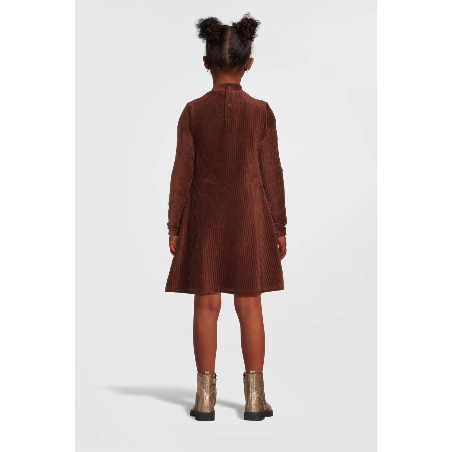 DJ Dutchjeans fluwelen jurk warmbruin