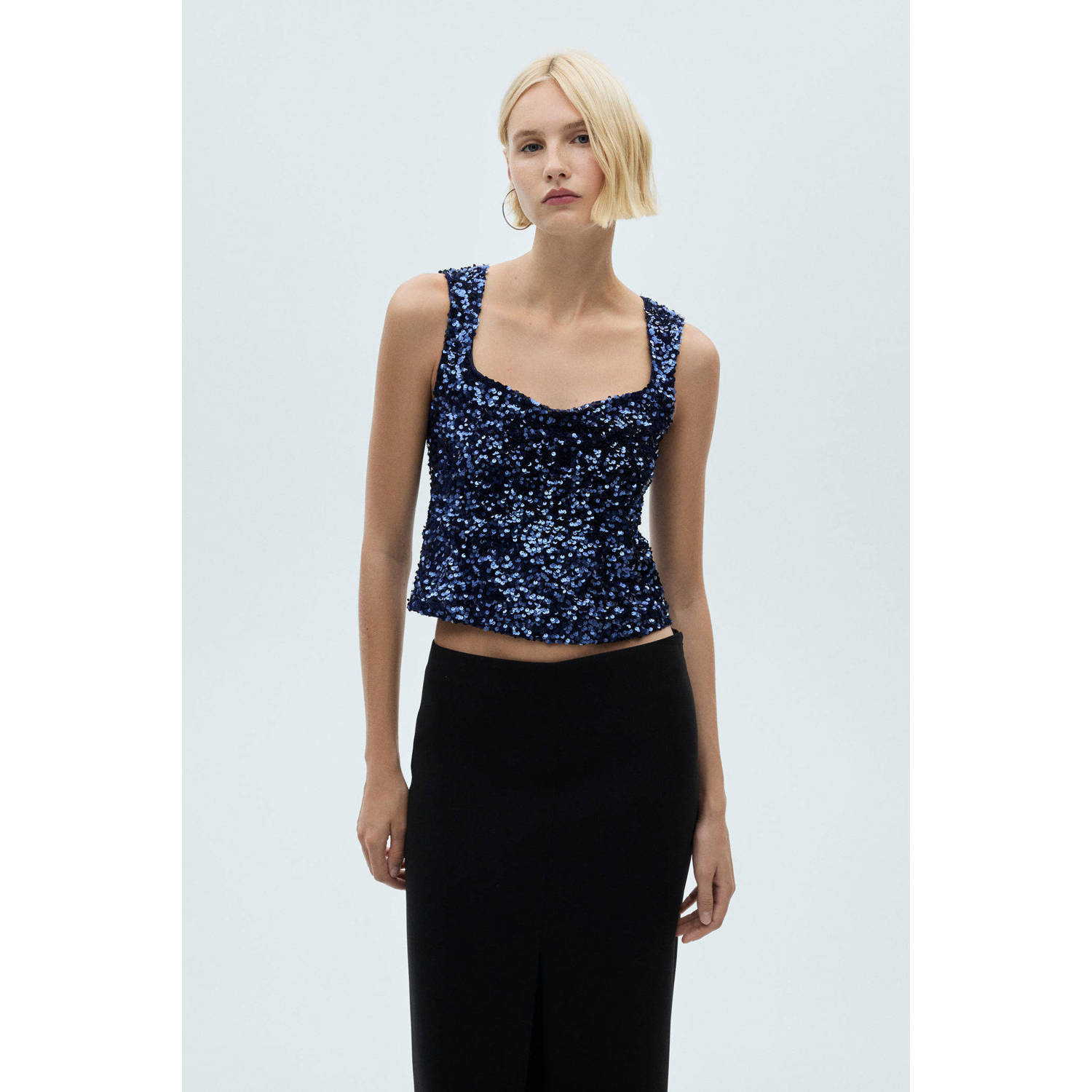 Mango glitter top blauw