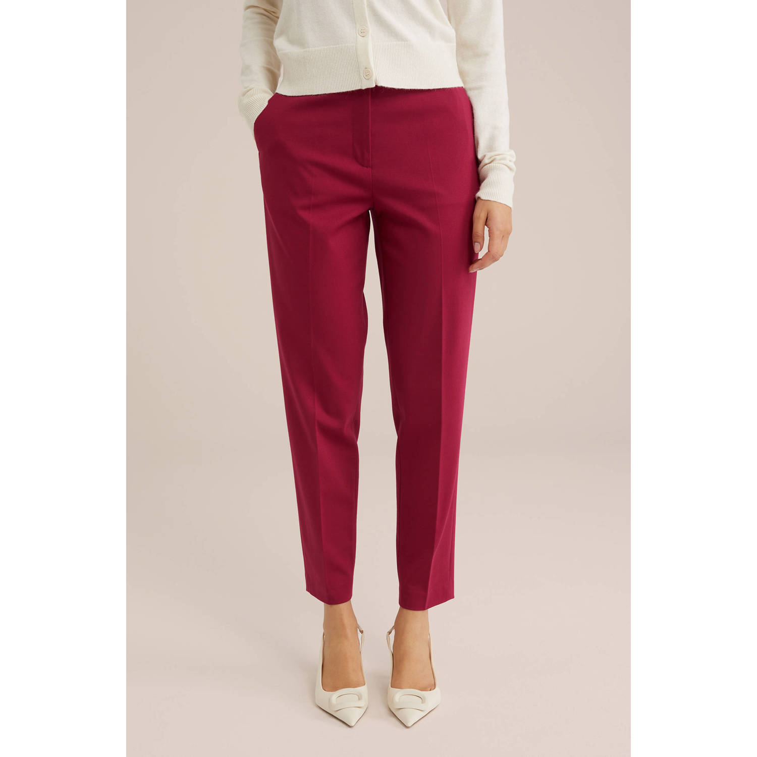 WE Fashion tapered fit chino fuchsia