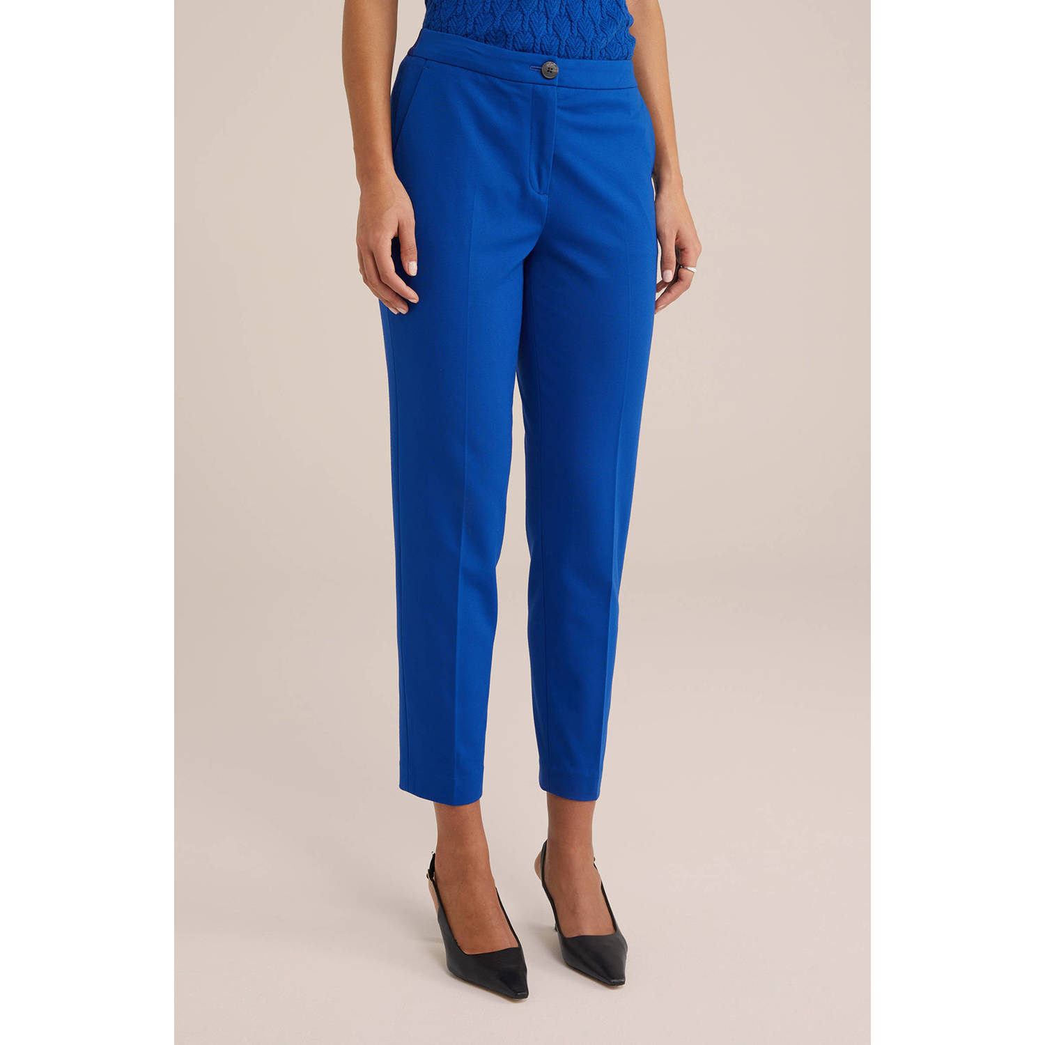 WE Fashion tapered fit chino blauw