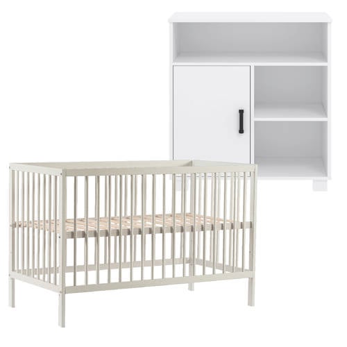 Cabino Babykamer Wit 2 Delig Baby Bed Mees + Commode Mila afbeelding