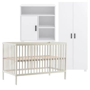 Babykamer Wit 3 Delig Baby Bed Mees + Commode Mila + Kledingkast Mila