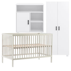 Babykamer Wit 3 Delig Baby Bed Mees + Commode Mila + Kledingkast Mila