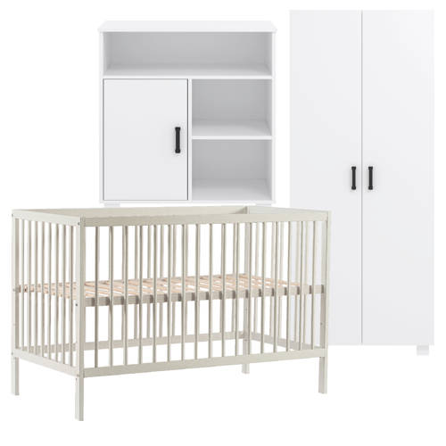 Cabino Babykamer Wit 3 Delig Baby Bed Mees + Commode Mila + Kledingkast Mila afbeelding
