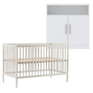 Babykamer Wit 2 Delig Baby Bed Mees + Commode Texas