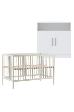 Babykamer Wit 2 Delig Baby Bed Mees + Commode Texas