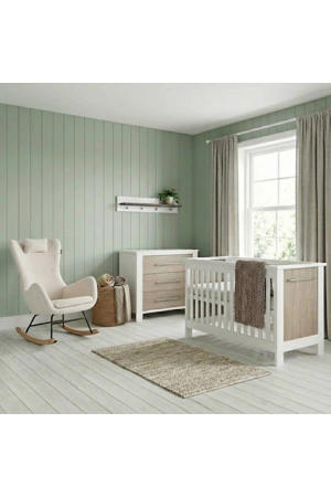 Babykamer Noël 2 delig - Babybed & Commode - Verstelbare bodem - Wit/Eiken 