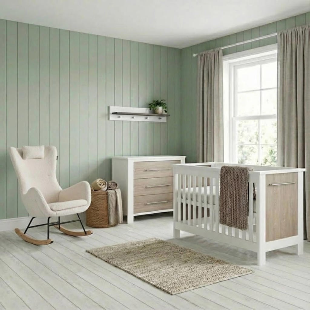Cabino Babykamer Noël 2 delig - Babybed & Commode - Verstelbare bodem - Wit/Eiken