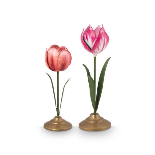 Pip Studio tulpen kandelaar metaal (set van 2) (roze) afbeelding