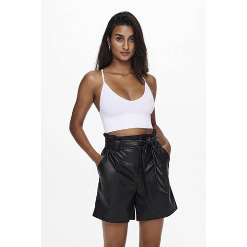 ONLY ribgebreide crop top ONLVICKY wit afbeelding