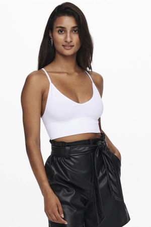 ribgebreide crop top ONLVICKY wit