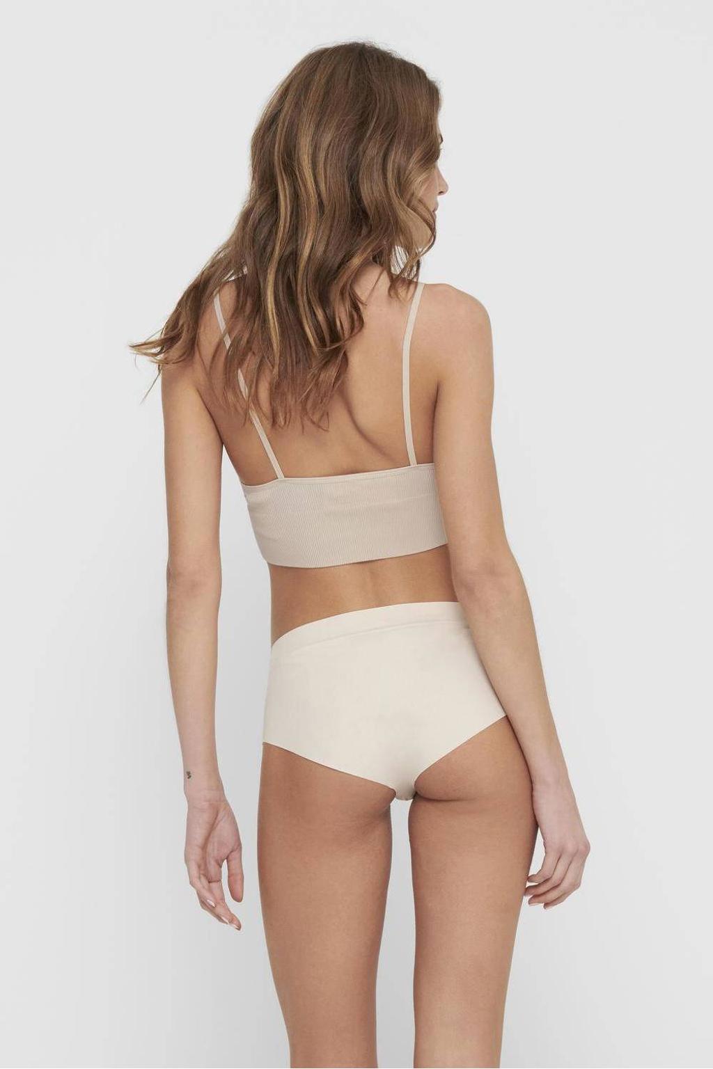 ONLY ribgebreide crop top ONLVICKY beige