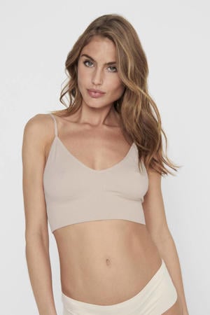 ribgebreide crop top ONLVICKY beige