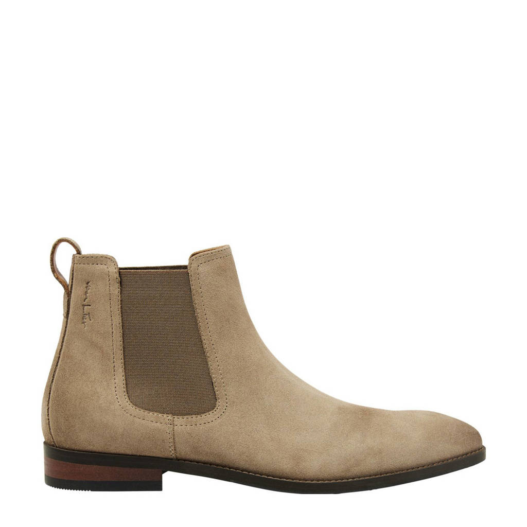 Van Lier Bregenz leren chelsea boots taupe wehkamp