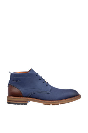 Dino leren veterschoenen blauw