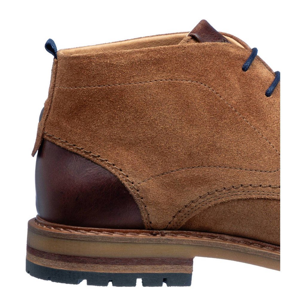 Van Lier Dino suéde veterschoenen cognac wehkamp