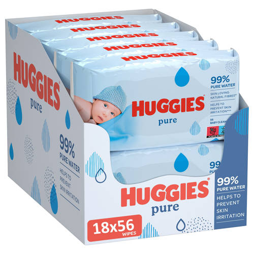 Huggies Pure 99% Water billendoekjes - 18 x 56 stuks afbeelding