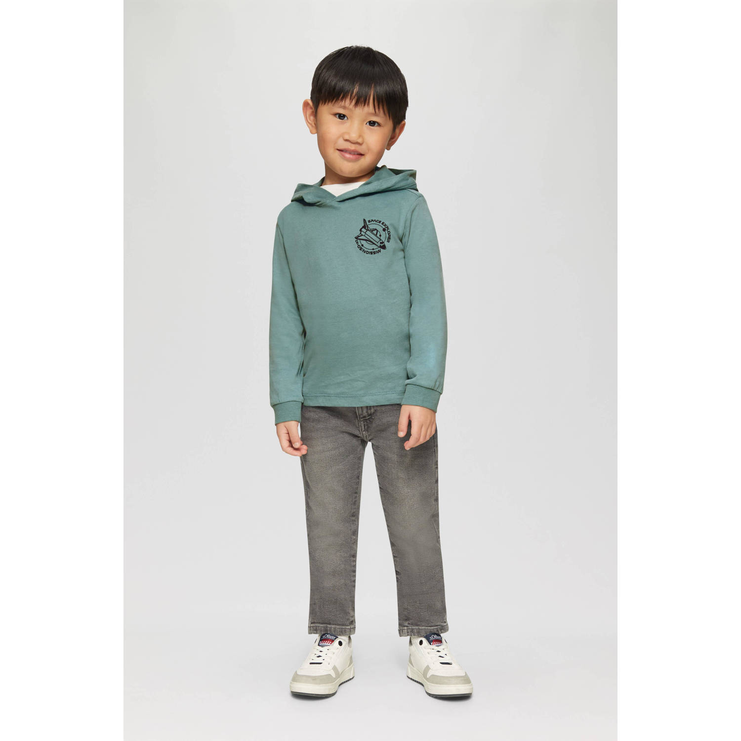 S.Oliver sweater met backprint petrol
