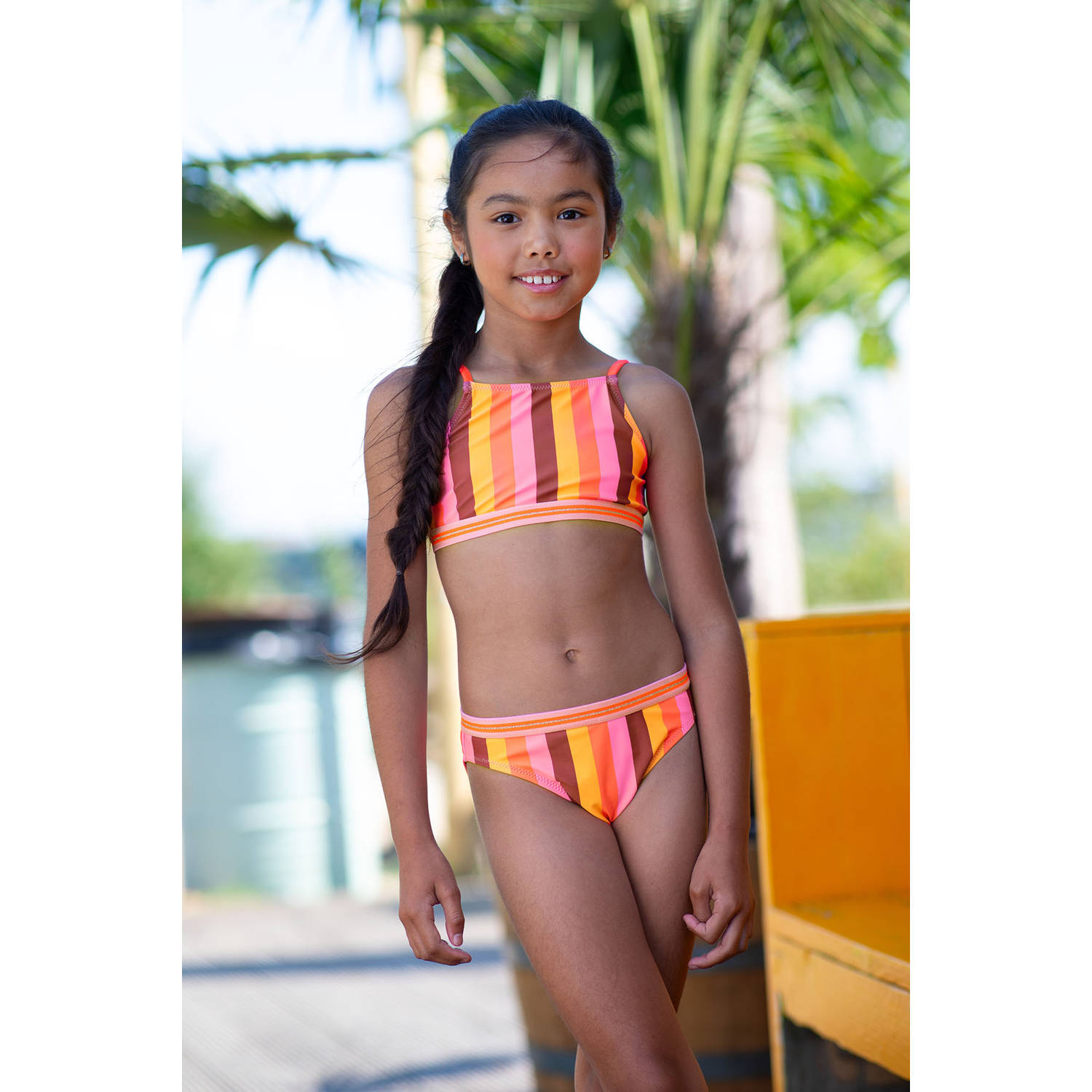 Just Beach crop bikini Florida oranje roze geel