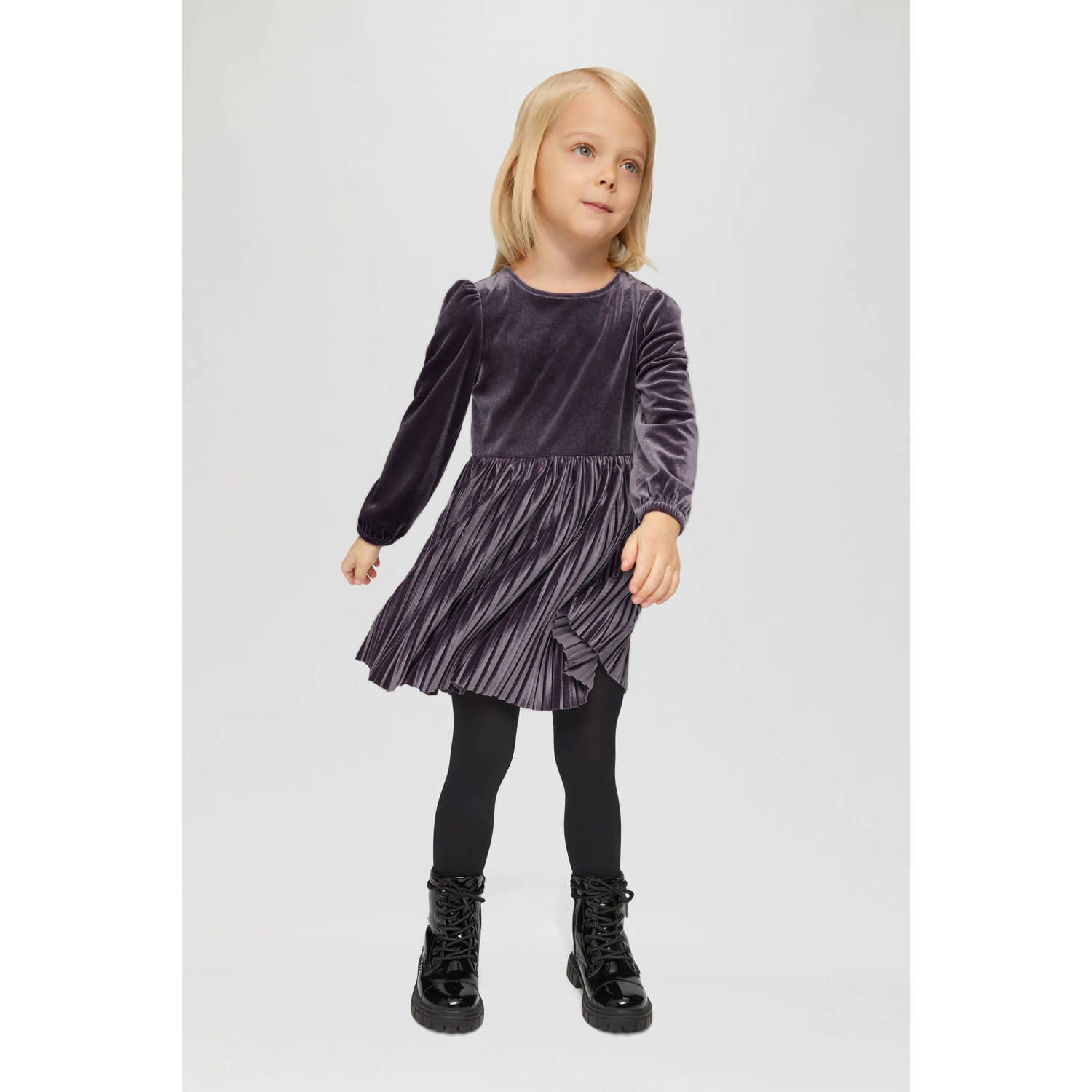 S.Oliver RED LABEL Getailleerde fluwelen jurk met plissérok