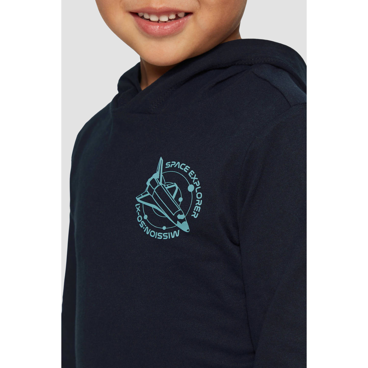 s.Oliver sweater met backprint donkerblauw