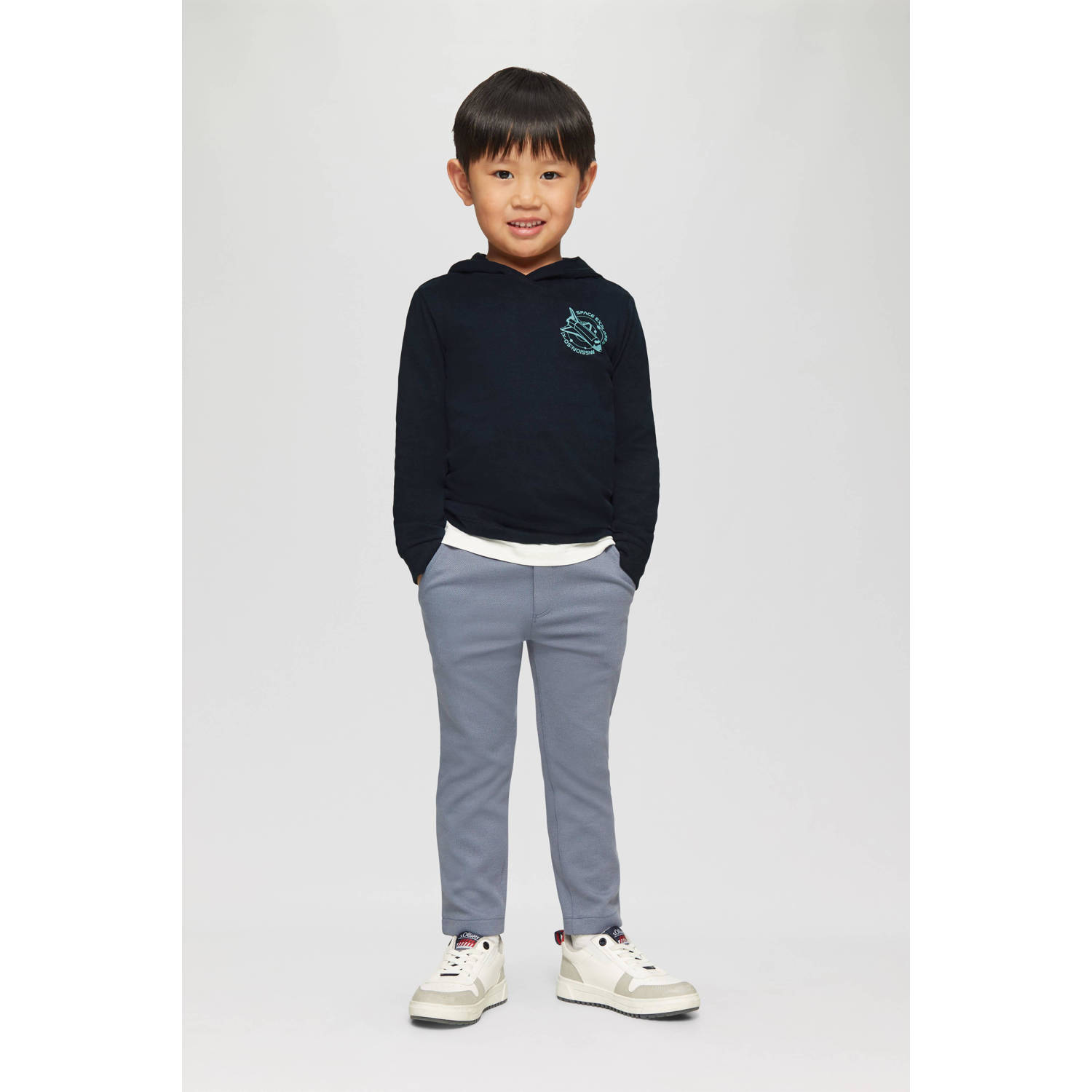 S.Oliver sweater met backprint donkerblauw