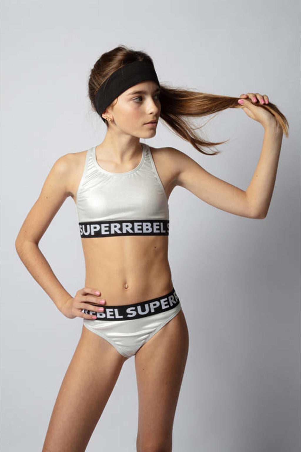 SuperRebel crop bikini Carmel zilver
