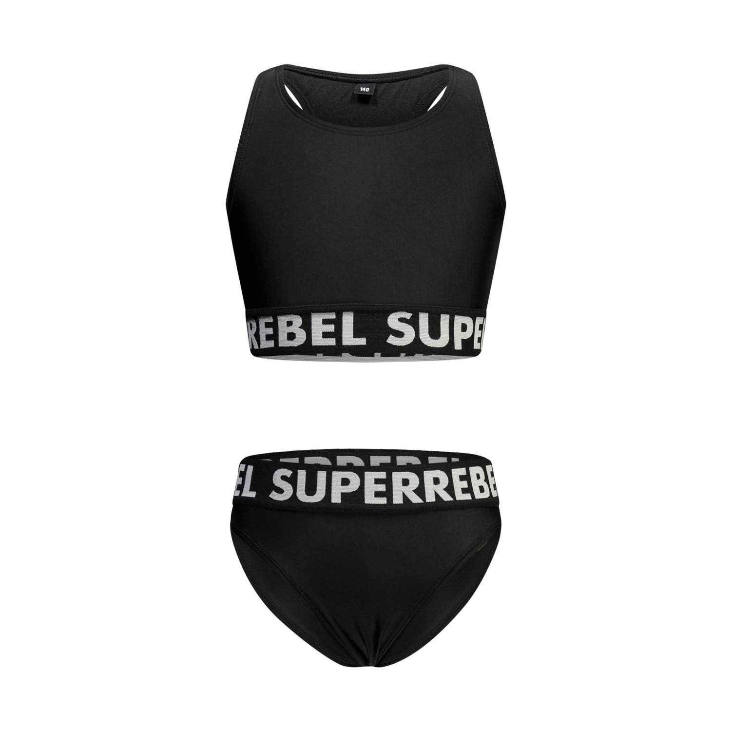 SuperRebel crop bikini Carmel zwart