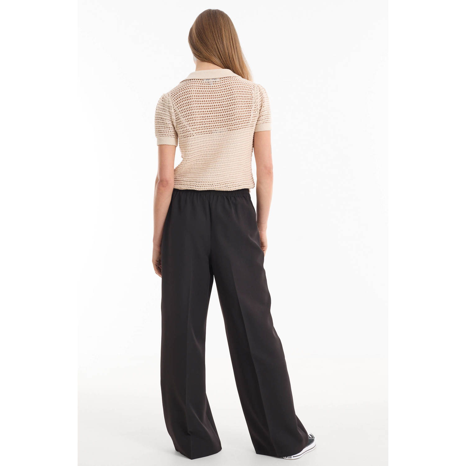 anytime sporty wide leg broek zwart