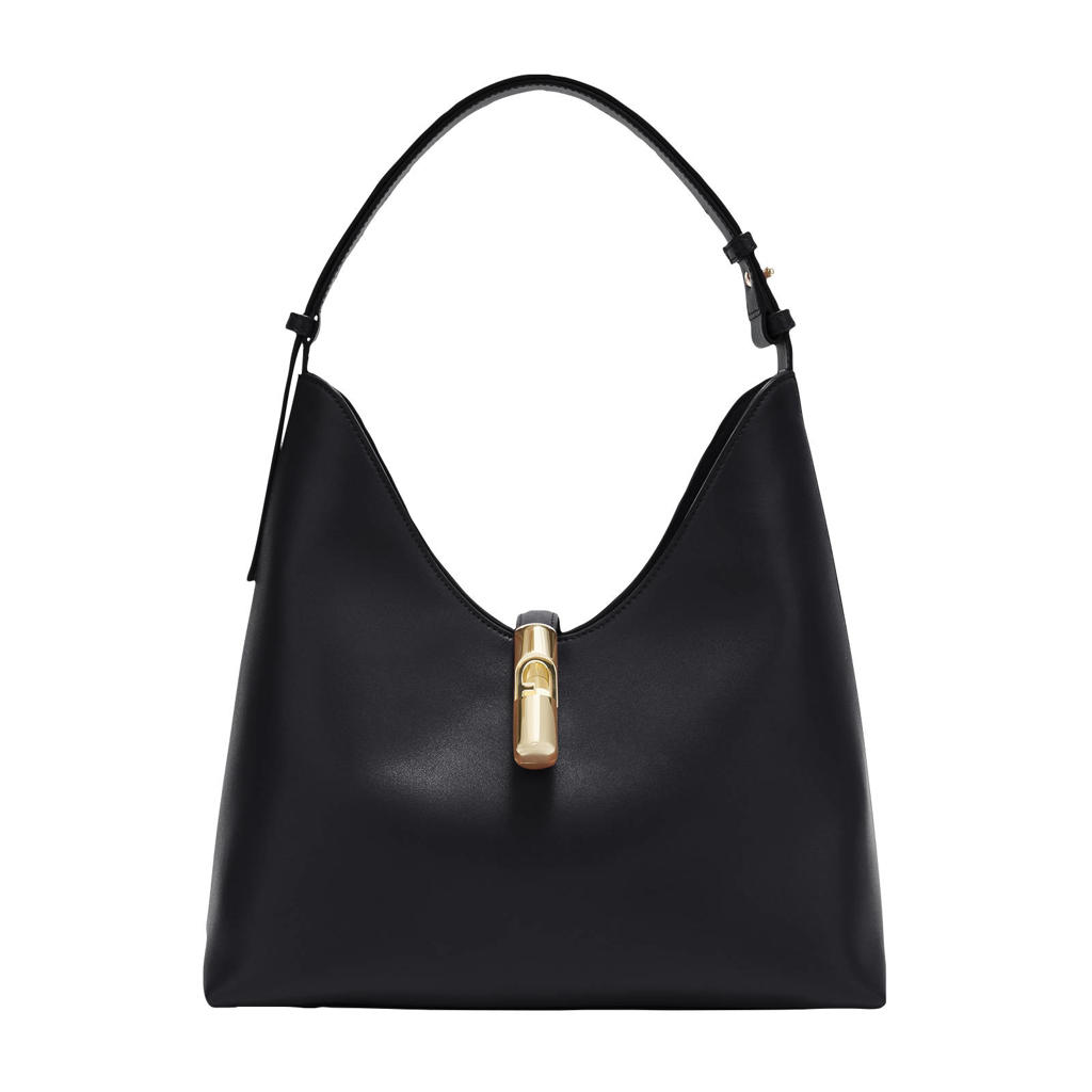 Furla leren schoudertas Goccia M zwart
