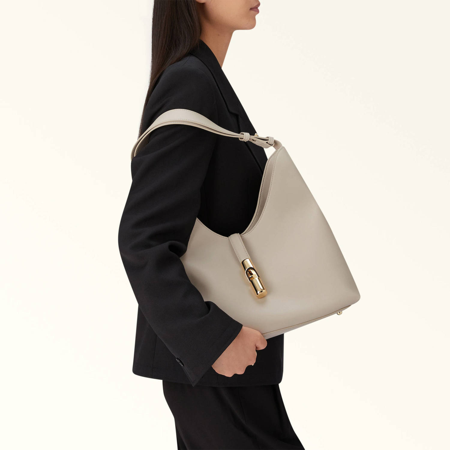 Furla leren shopper Goccia M beige
