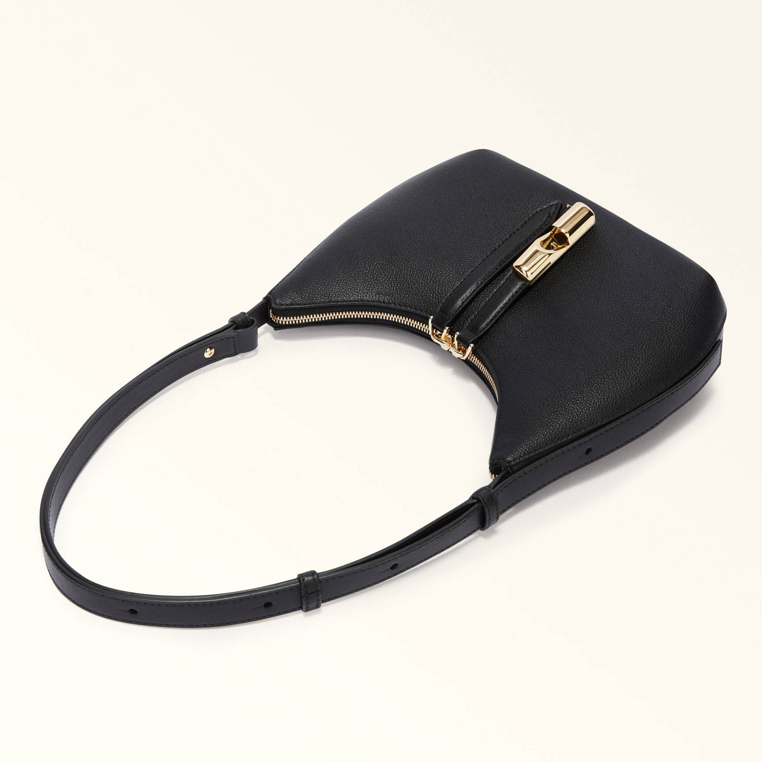 Furla leren schoudertas Goccia S zwart