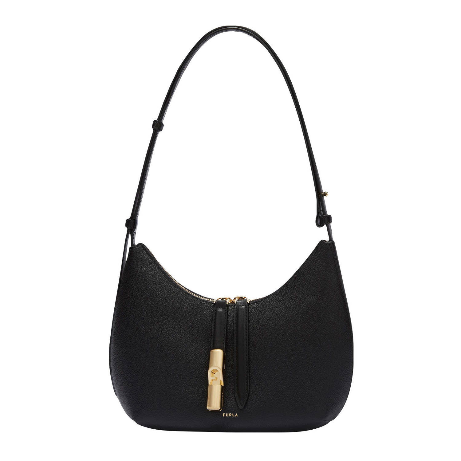 Furla leren schoudertas Goccia S zwart