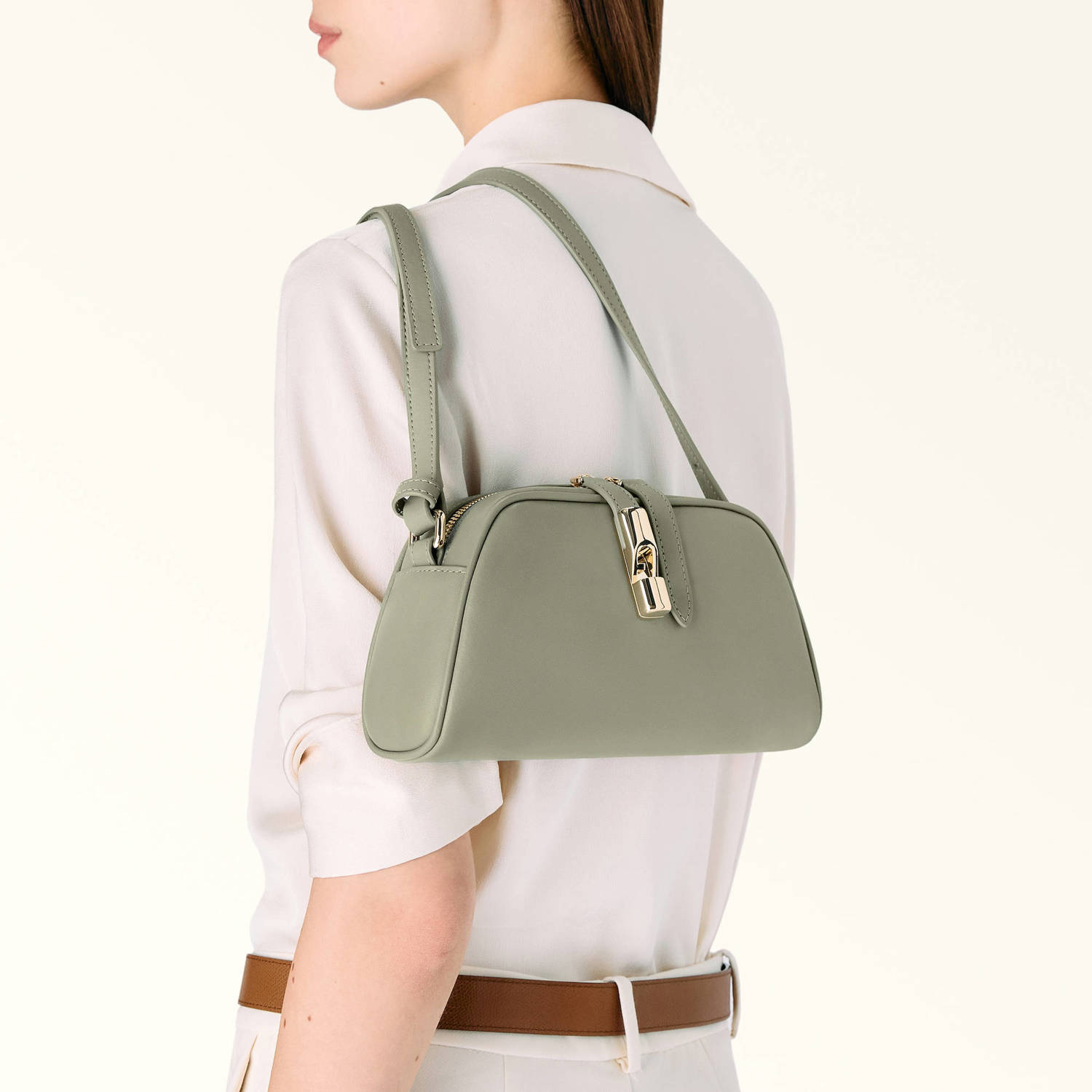 Furla leren crossbody tas Goccia Mini olijfgroen