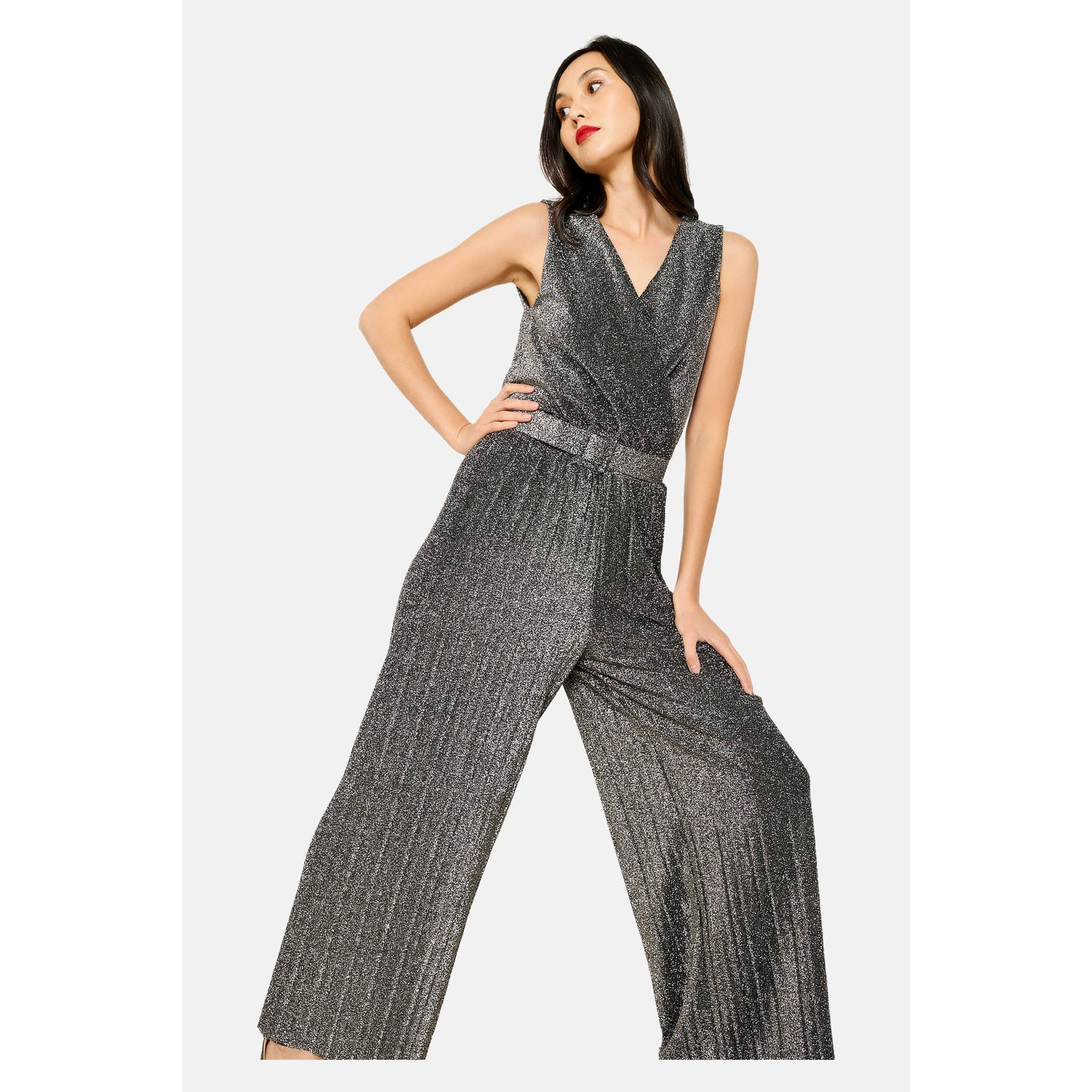 LOLALIZA jumpsuit zilver glitter