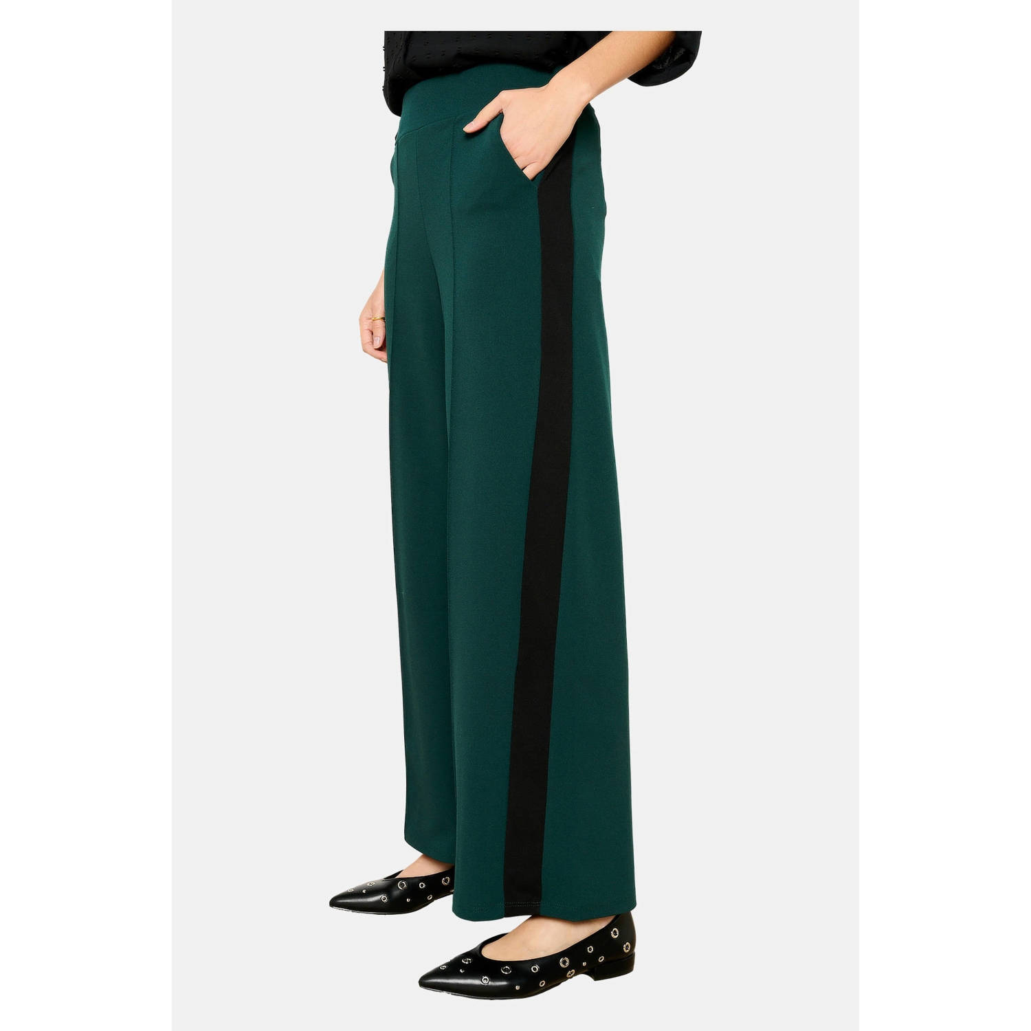 LOLALIZA wide leg broek donkergroen