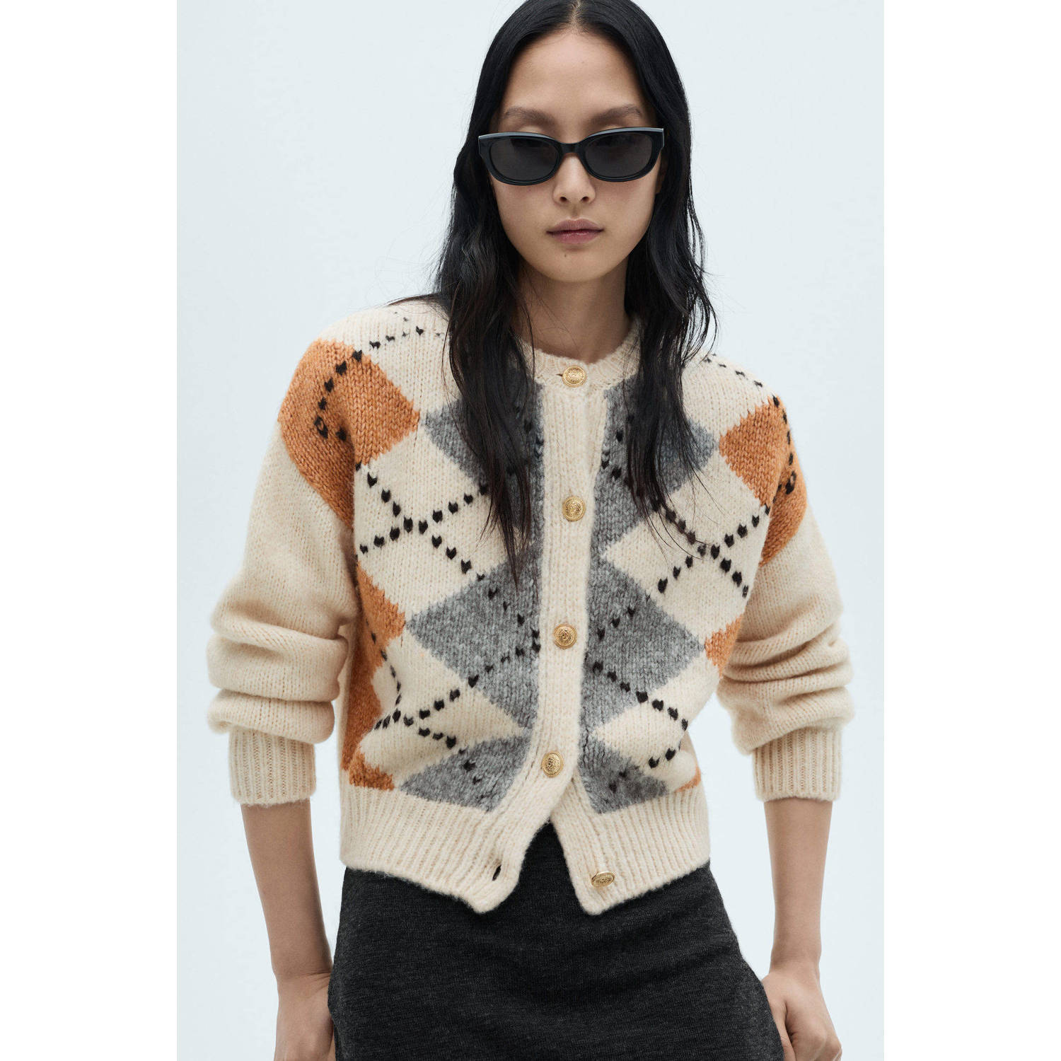 Mango gebreid vest beige