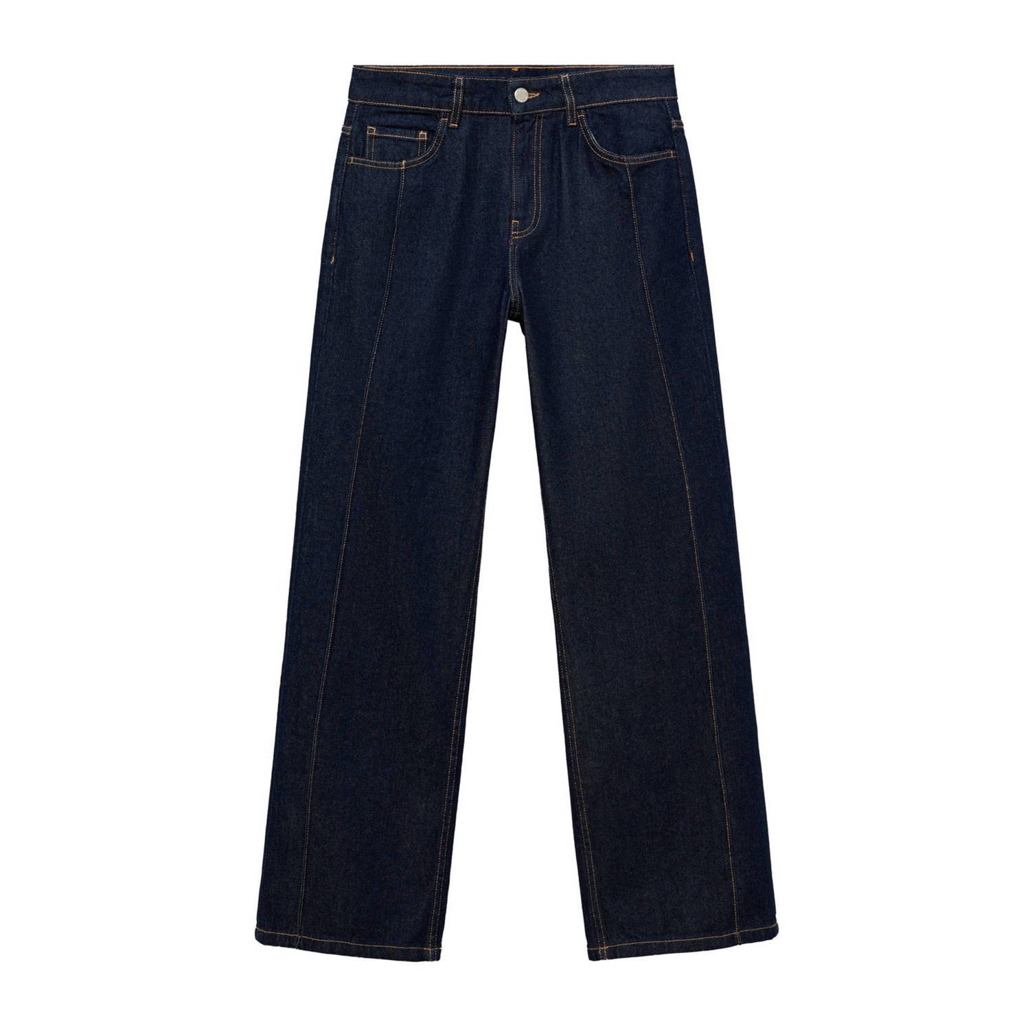 Mango high straight leg jeans dark blue denim