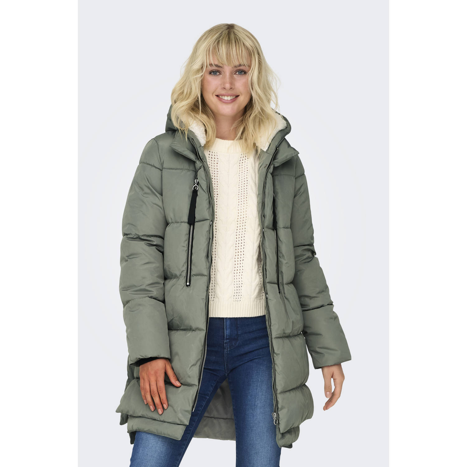 Only Gewatteerde jas ONLNEWNORA LONG PUFFER COAT LIFE CC OTW