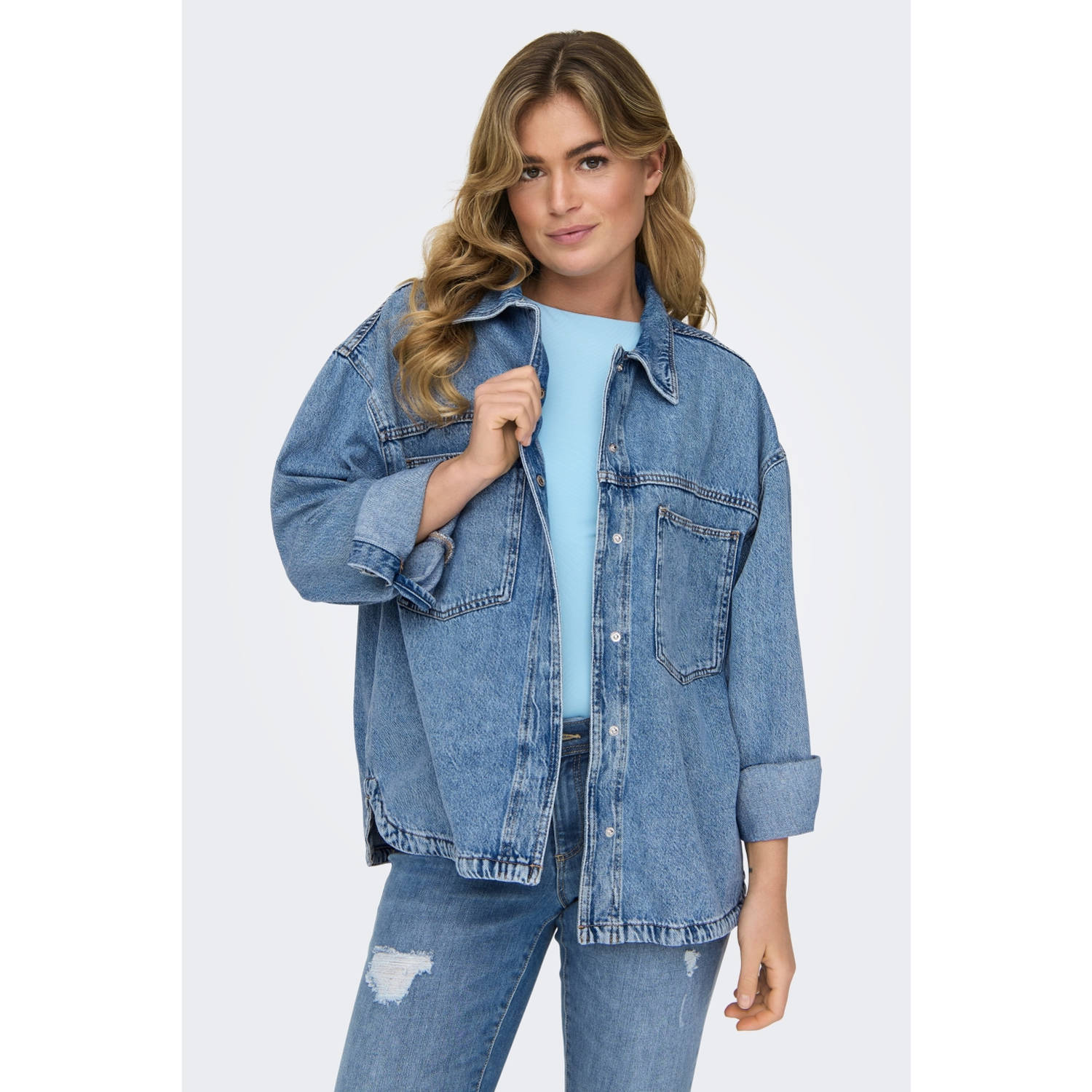 ONLY blouse light blue denim