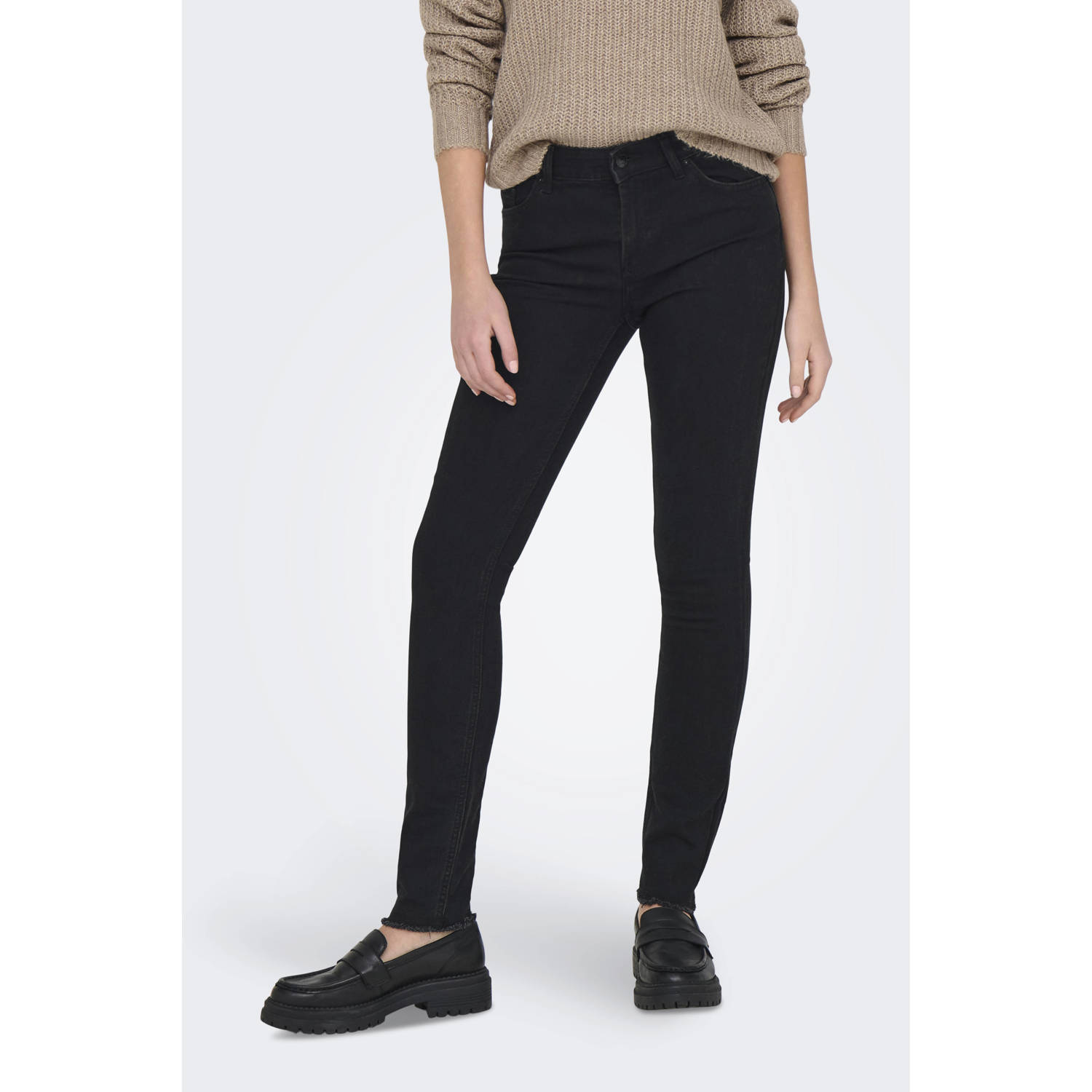 ONLY regular waist skinny jeans black denim