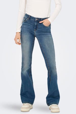 regular waist flared jeans medium blue denim
