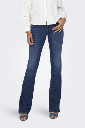 regular waist flared jeans dark blue denim