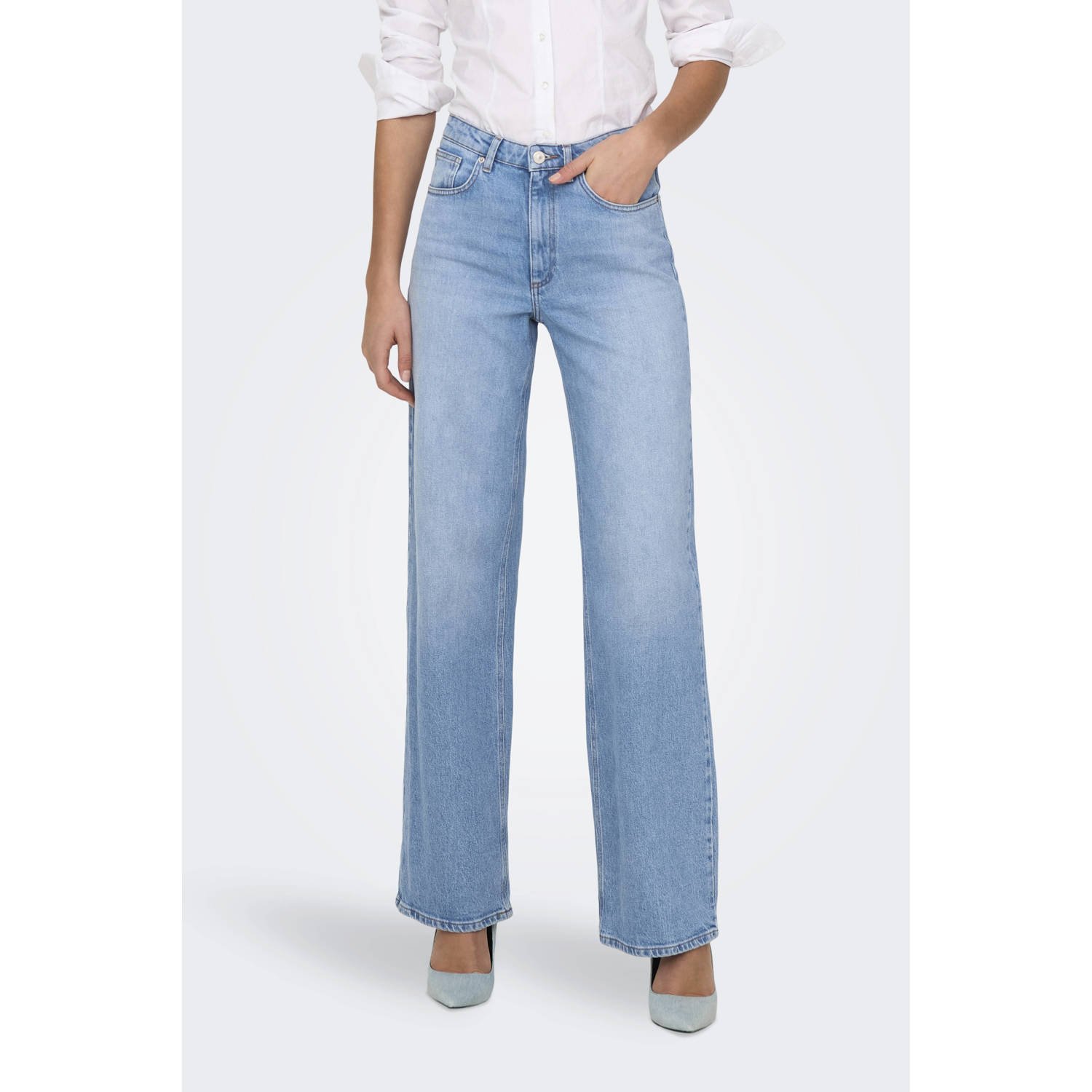 ONLY high waist wide leg jeans light blue denim