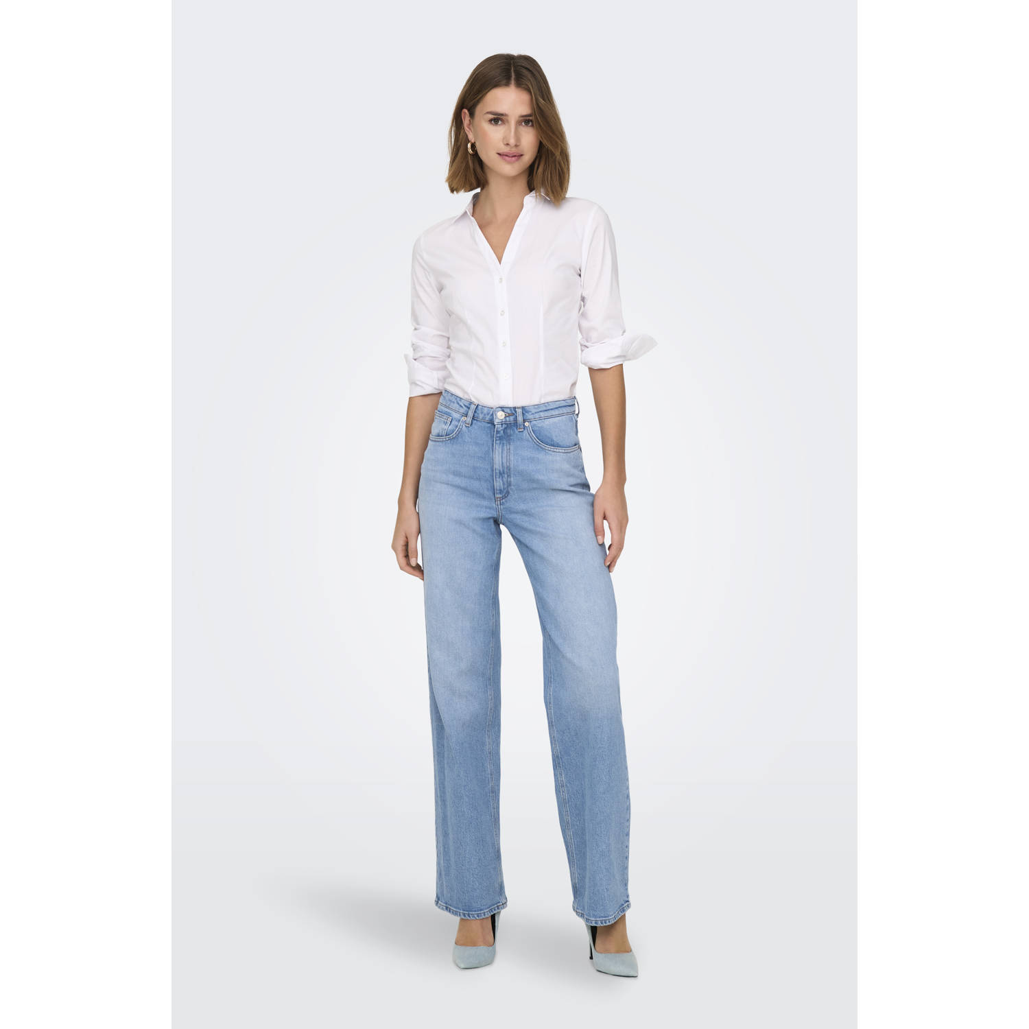 ONLY high waist wide leg jeans light blue denim