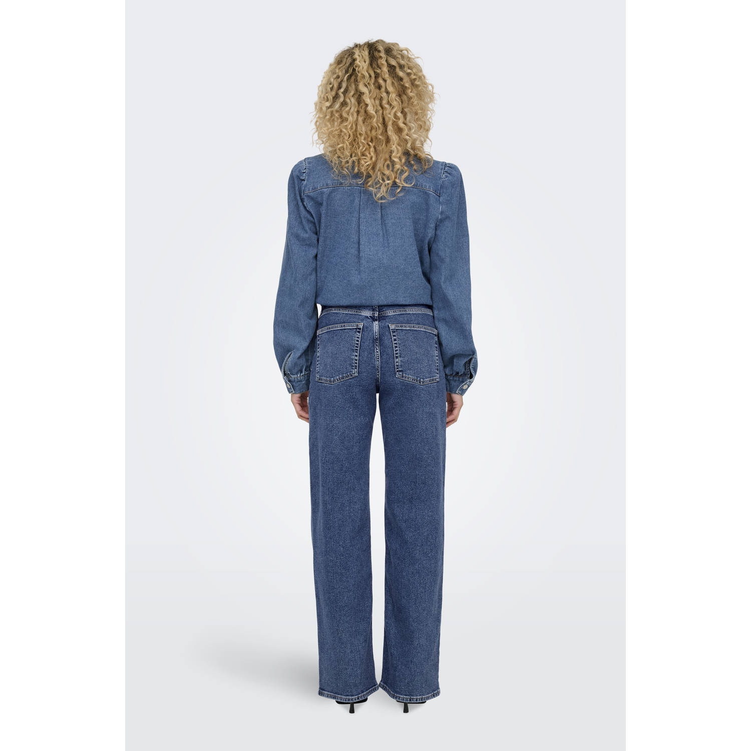 ONLY high waist wide leg jeans dark blue denim
