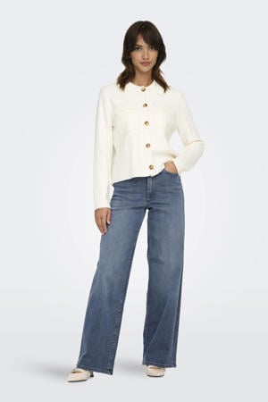 high waist wide leg jeans medium blue denim