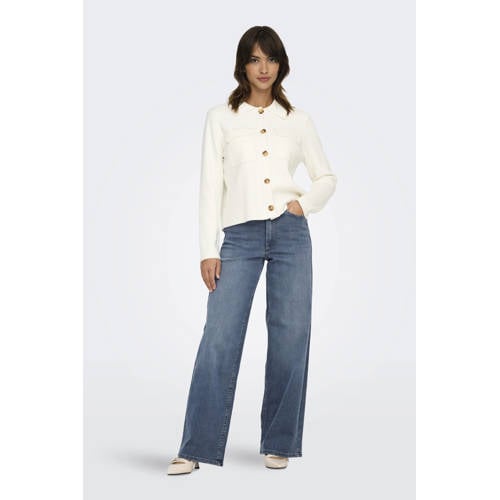 ONLY high waist wide leg jeans medium blue denim afbeelding
